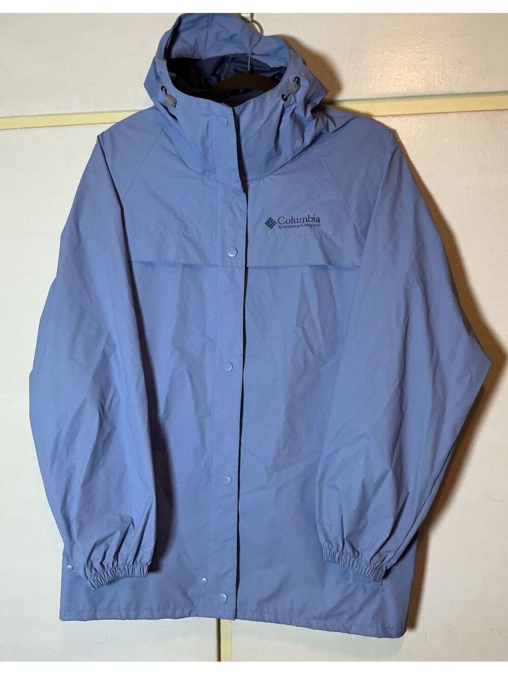 Columbia Women's Size Medium M Hooded Rain Jacket Blue Waterproof Vinted Hiking